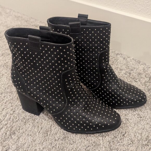 Rebecca Minkoff Women's Sierra Studded Leather Short Booties in Black 8 - Picture 4 of 8